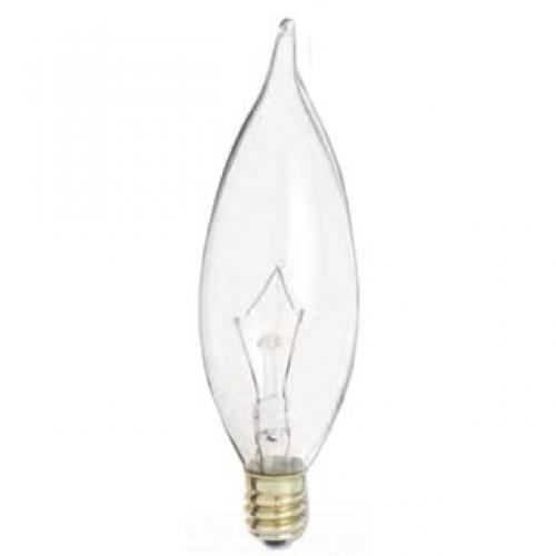 60 WATT CA10 INCANDESCENT CLEAR 1500 AVERAGE RATED HOURS 650 LUMENS CANDELABRA BASE 120 VOLTS